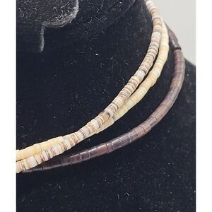 Vintage Triple Strand Heishi Choker Collar Necklace 14 in